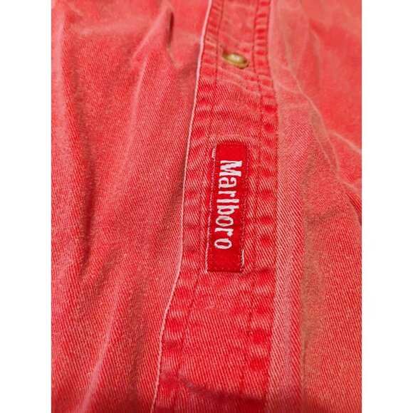 Vintage Marlboro Shirt Mens XL Red Denim Adventure Team Faded Button Up - Picture 4 of 7